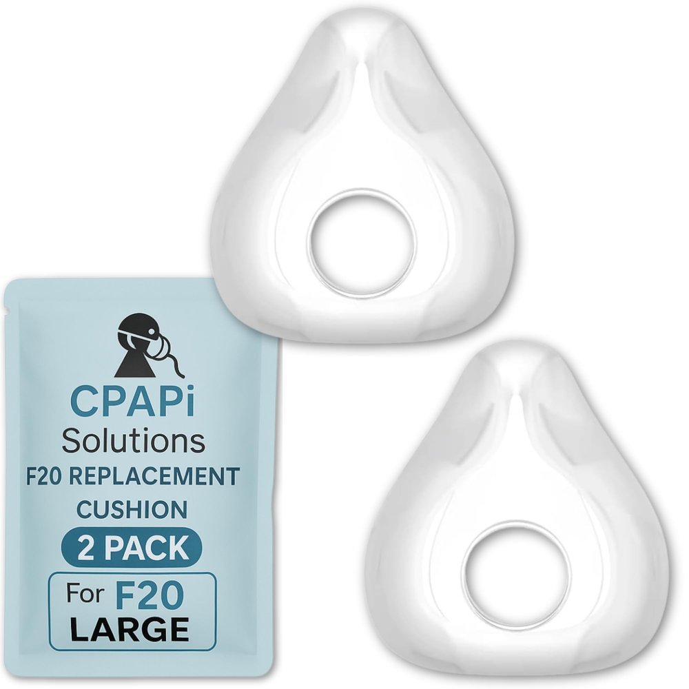 CPAPi Solutions F20 Replacement Cushion Compatible with AirFit & AirTouch CPAP Masks, Soft Silicone Seal, Snug Fit for Nose & Mouth, Durable & Comfortable (Clear 2 Pack, Large)