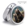 Encounter Animal Bear Printed Pill Box Small Pill Case for Purse & Pocket 3 Compartment Travel Pill Boxes Metal Round Small Pill Organizer to Hold Vitamins, Medication, Fish Oil and Supplements view 2