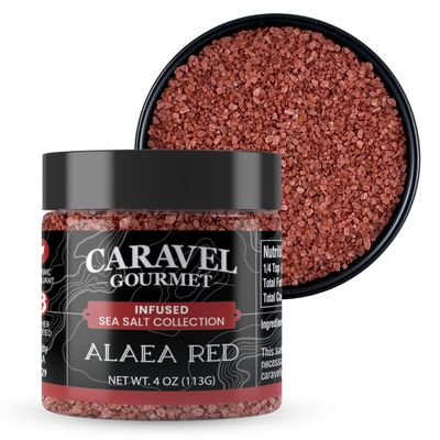 Alaea Red Salt Infused with Baked Red Alaea Clay from Hawaii  Natural & Mineral Rich Hawaiian Salt for Cooking and Finishing  4 oz Stackable Jar by Caravel Gourmet