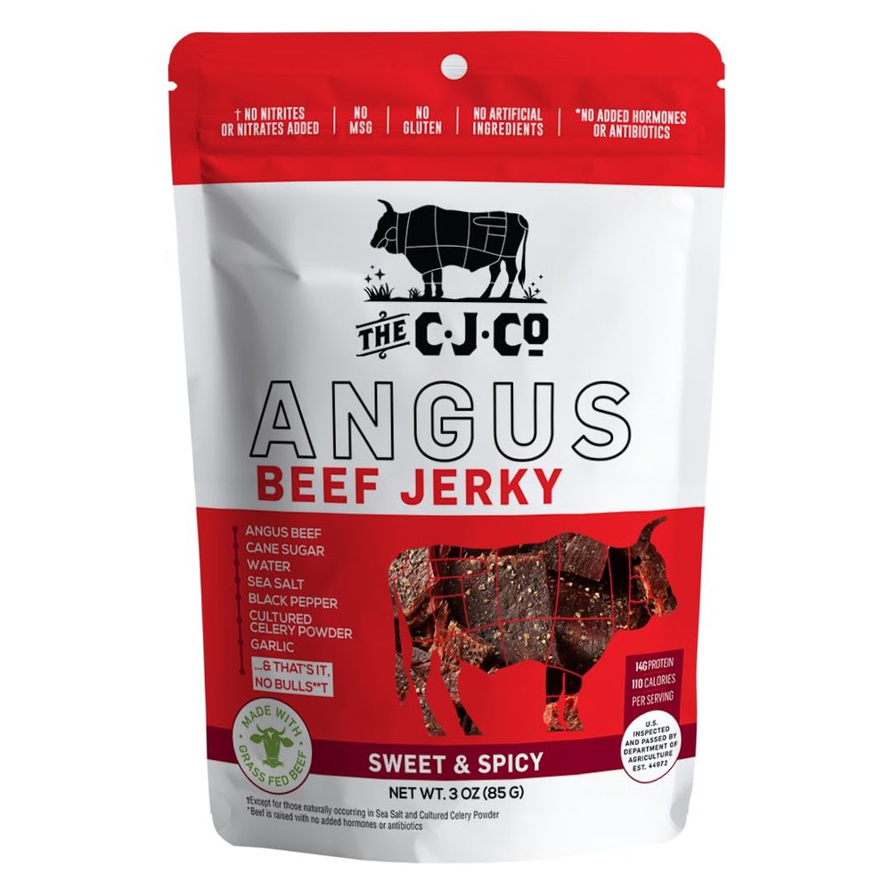 Clean Jerky Co. Grass Fed Beef Jerky | Sweet & Spicy - Very Mild Flavorful Protein Snack | No MSG, No Artifcial Flavors, No Nitrates, No MSG No High Fructose Corn Syrup, No Junk