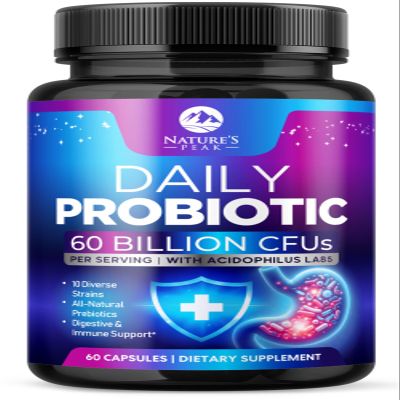 Probiotics 60 Billion CFU - 10 Strains + Digestive Enzymes & Prebiotics - Best Probiotic for Women & Men, Supports Immune, Gut Health, Occasional Constipation, Diarrhea, Gas & Bloating - 60 Capsules