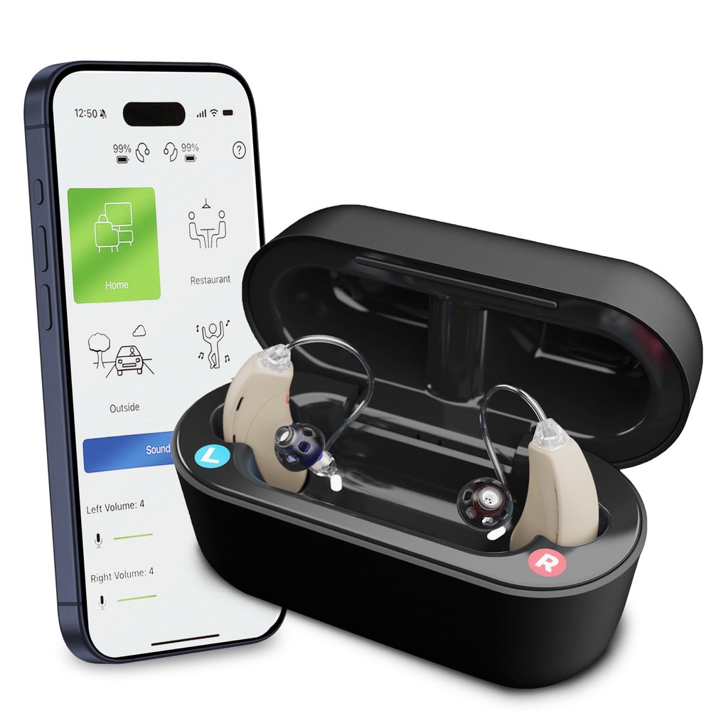 Mach II Pro Wireless OTC Hearing Aids for Seniors | Rechargeable | Stream Calls Podcasts Music | Bluetooth for iOS Android |Nearly Invisible |USA Customer Service | (Beige)
