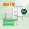 100% Compostable, Large 5 Compartment, Disposable Tray [100-Pack] - [12.5 Inch] Heavy Duty Biodegradable Bagasse Sectional Lunch Trays + Dividers - Divided Platter - (PFAS Free) (BPA Certified) view 2