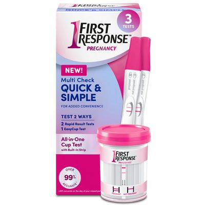 First Response Multi Check Quick & Simple Pregnancy Test Kit, 1 EasyCup Test with Built-in Pregnancy Test Strip, and 2 Rapid Result Pregnancy Tests, 1 Kit