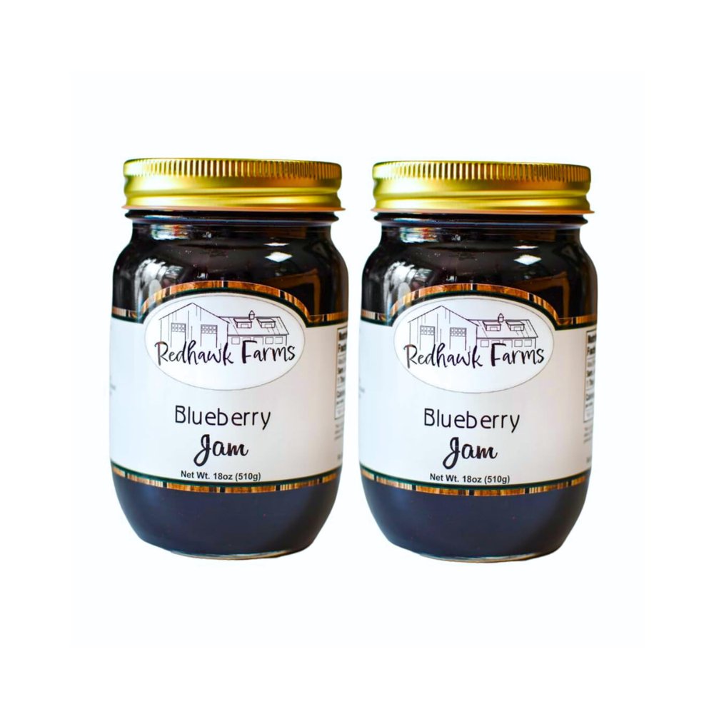 Redhawk Farms Blueberry Jam - Blueberry Preserves - Homemade Jams, Jellies, & Preserves (18 Oz, Pack of 2)