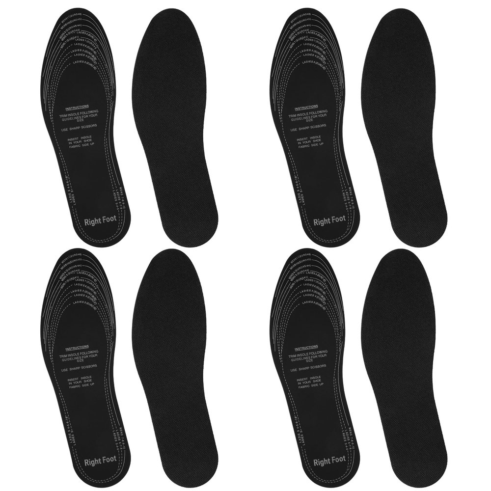 4 Pairs Shoe Inserts for Women Men, Memory Foam Shoe Inserts Soft Shoe Pads Inserts Breathable Shoe Sole Inserts Black Shoes Cushion Insoles Replacement Set for Women Men Kids Sneakers Flat Shoes