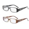 Hyyiyun 2 Pairs Rectangular Bifocal Reading Glasses for Women,Designer Laser Flower Frame Reader Glasses With Spring Hinge (1 Black & 1 Brown, 2.75, x) view 2