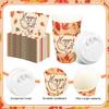 50Pcs Fall Disposable Coffee Cups 16oz Maple Leaf To Go Paper Cups with Lids and Sleeves Thanksgiving Beverage Drinking Cups for Autumn Hot Cold Drinks Harvest Thanksgiving Party Dinner Supplies view 3