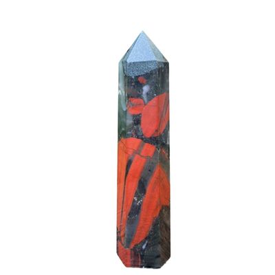 KatLin Decorative Ornaments Natural Blood Stone Obelisk Quartz Crystal Wand Point (Size : 450-500g)