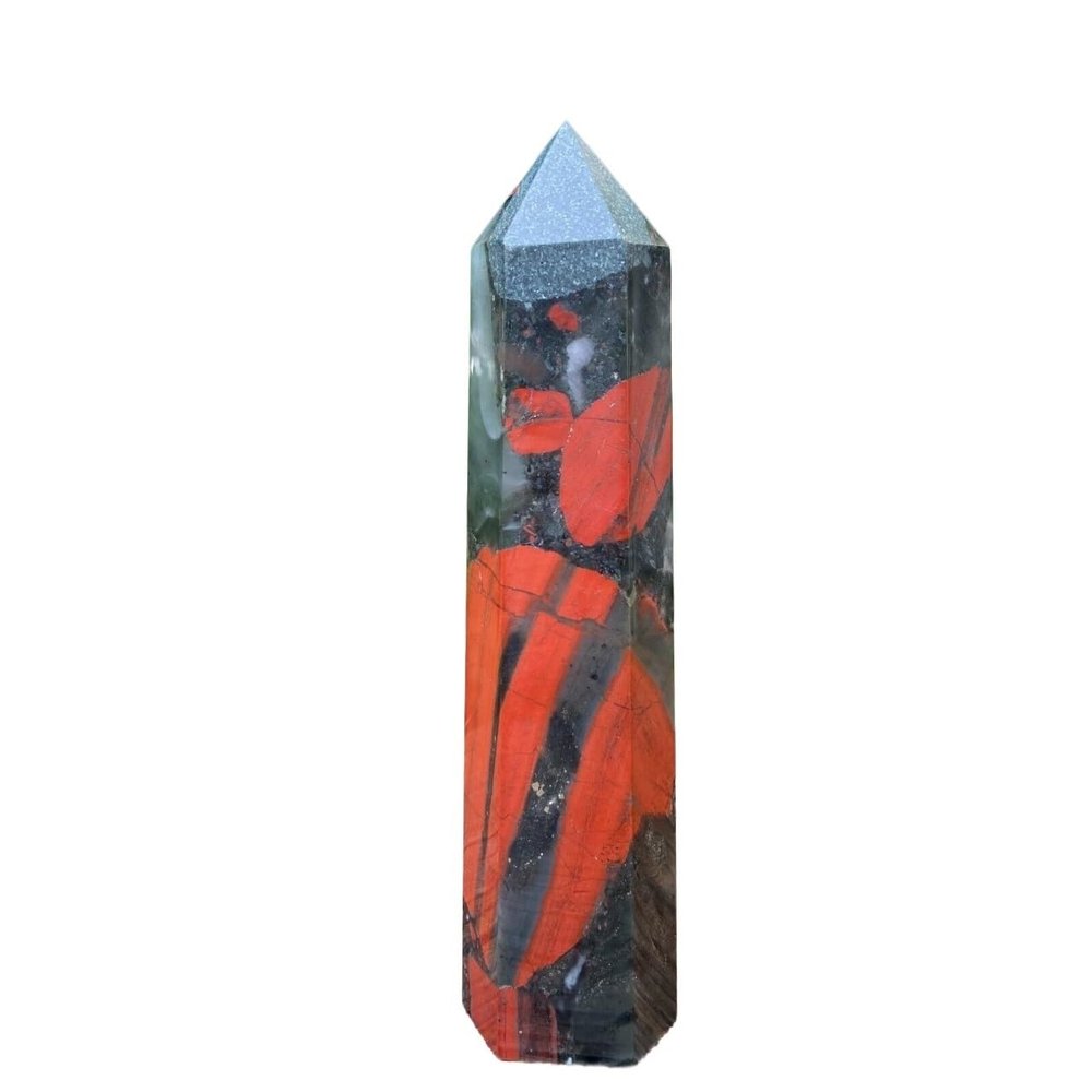 KatLin Decorative Ornaments Natural Blood Stone Obelisk Quartz Crystal Wand Point (Size : 450-500g)