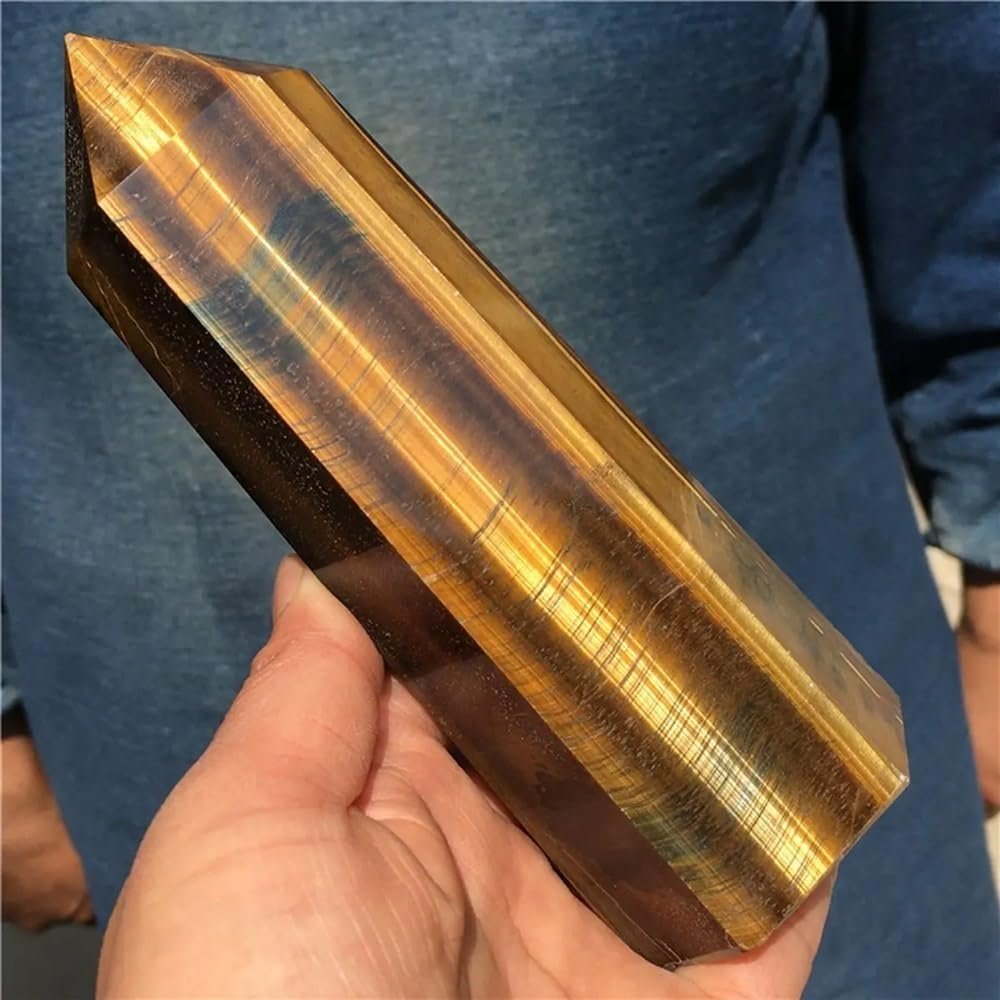KatLin Decorative Ornaments Natural Tigers Eye Obelisk Quartz Crystal Point Wand (Size : 1100-1200g)