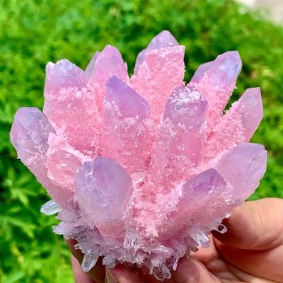 KatLin Decorative Ornaments Natural Pink Phantom Quartz Crystal Cluster Mineral Specimen (Size : 300-350g)