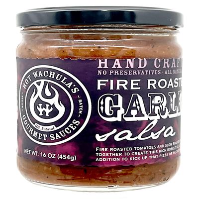 Hot Wachulas Fire Roasted Garlic Salsa | Medium | Hand Crafted Small Batch Salsa | Made with Fresh All Natural Ingredients | Gluten Free | Low Sodium