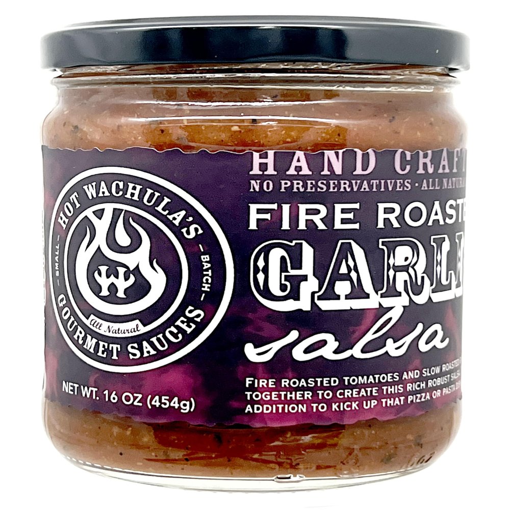 Hot Wachulas Fire Roasted Garlic Salsa | Medium | Hand Crafted Small Batch Salsa | Made with Fresh All Natural Ingredients | Gluten Free | Low Sodium