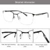 LAMBBAA Accessories for Women Men Classic Anti Blue Ray Computer Eyeglasses Fashion Metal Half Frame Clear Lens EyewearBlack+2.75Magnification view 2