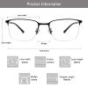 LAMBBAA Accessories for Women Men Classic Anti Blue Ray Computer Eyeglasses Fashion Metal Half Frame Clear Lens EyewearBlack+2.75Magnification view 3
