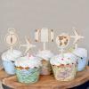 Sursurprise 16PCS Travel Theme Cupcake Toppers Wooden Airplane Suitcase Cake Toppers for Travel Adventure Party Decorations Birthday Baby Shower Supplies view 2