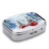 LFDSEPYM Pill Box Portable Pill Case for Pocket Xmas Tree Balls Snow Travel Small Pill Organizer 2 Compartment Metal Pill Container Holder for Medicine Vitamins Fish Oil Supplements view 3