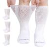 Artfasion Extra Wide Diabetic Socks: 3 Pairs Width Bariatric Edema Socks for Swollen Feet Non-Binding Hospital Socks for Men Women Lymphedema Neuropathy Seniors Pregnant (13-15, White) view 1