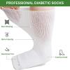 Artfasion Extra Wide Diabetic Socks: 3 Pairs Width Bariatric Edema Socks for Swollen Feet Non-Binding Hospital Socks for Men Women Lymphedema Neuropathy Seniors Pregnant (13-15, White) view 3