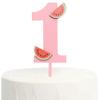 FUTNH Wooden Cake Topper For First Birthday - Pink, One Cake Topper, Watermelon Theme, 2.5 x 7.8 Inches view 1