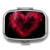 LFDSEPYM Pill Box Portable Pill Case for Pocket Heart Shaped Smoke Travel Small Pill Organizer 2 Compartment Metal Pill Container Holder for Medicine Vitamins Fish Oil Supplements view 1