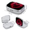 LFDSEPYM Pill Box Portable Pill Case for Pocket Heart Shaped Smoke Travel Small Pill Organizer 2 Compartment Metal Pill Container Holder for Medicine Vitamins Fish Oil Supplements view 2