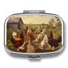 LFDSEPYM Pill Box Portable Pill Case for Pocket Chickens and Farm Travel Small Pill Organizer 2 Compartment Metal Pill Container Holder for Medicine Vitamins Fish Oil Supplements view 1