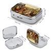 LFDSEPYM Pill Box Portable Pill Case for Pocket Chickens and Farm Travel Small Pill Organizer 2 Compartment Metal Pill Container Holder for Medicine Vitamins Fish Oil Supplements view 2