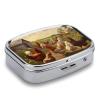 LFDSEPYM Pill Box Portable Pill Case for Pocket Chickens and Farm Travel Small Pill Organizer 2 Compartment Metal Pill Container Holder for Medicine Vitamins Fish Oil Supplements view 3