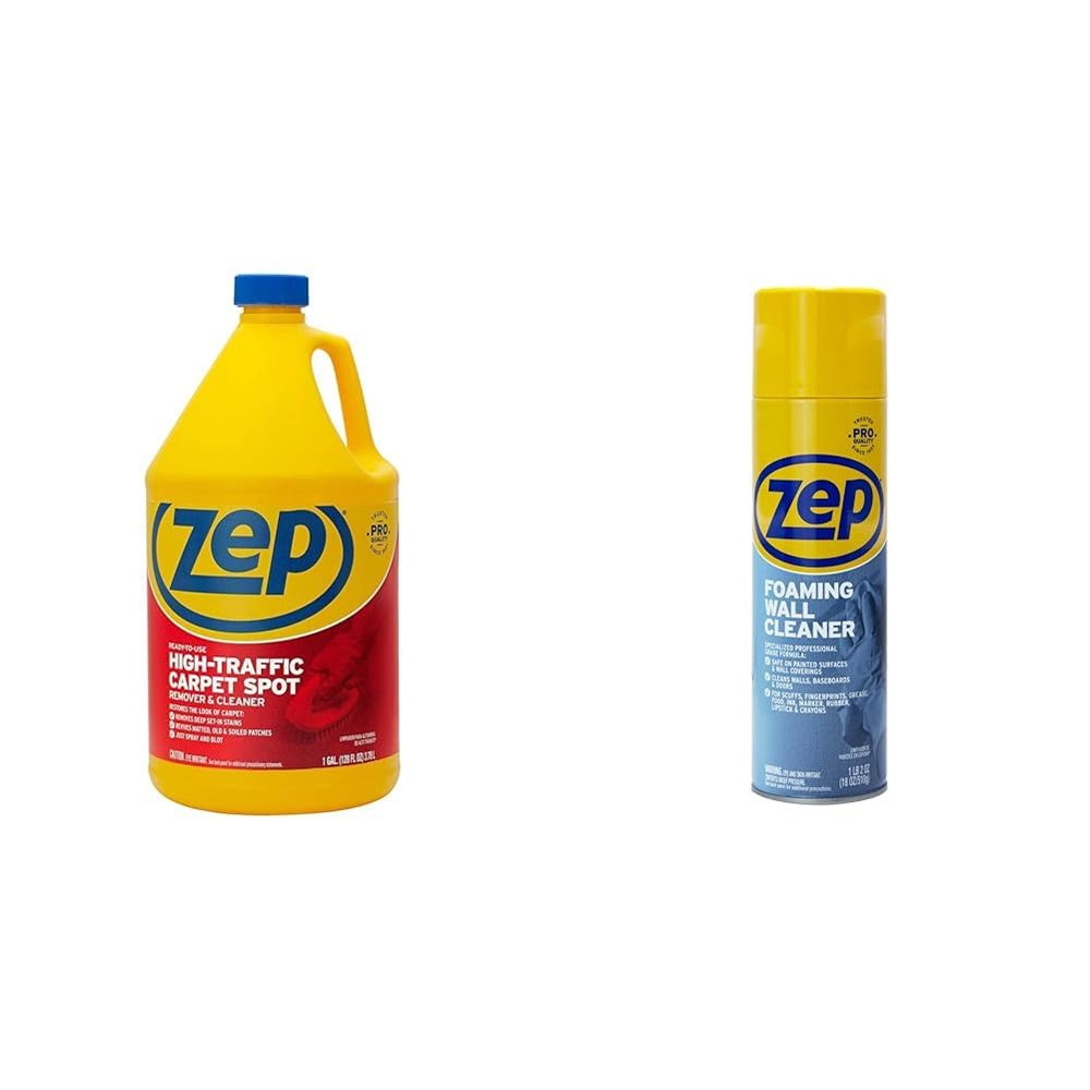 Zep High Traffic Carpet Cleaner Removes Deep Stains Bundle with Foaming Wall Cleaner