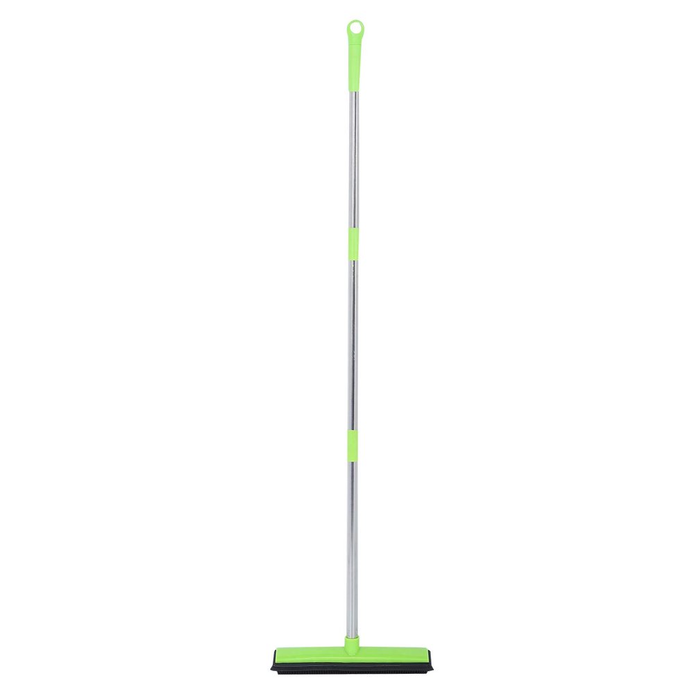 Pet Hair Removal Rubber Broom with Built in Squeegee, 3 in 1 Floor Brush for Carpet, Adjustable Handle Pet Hair Remover for Floor Dusting (Green)