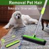 Pet Hair Removal Rubber Broom with Built in Squeegee, 3 in 1 Floor Brush for Carpet, Adjustable Handle Pet Hair Remover for Floor Dusting (Green) view 2