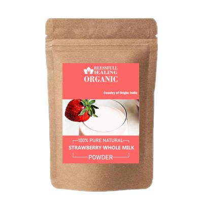 Blessfull Healing Organic Strawberry Whole Milk Powder 100% Pure Natural 200 Gram / 7.05 oz