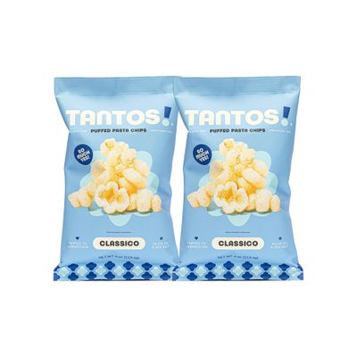 Tantos! Puffed Pasta Chips, Healthy Pasta Snack by Top Chef Joe Sasto, As Seen on Shark Tank, Plant Based, Low Calorie, Crunchy Chips, Variety Pack, Marinara, Pesto, Cacio e Pepe, Classico, Gourmet Bold Flavors, 4 oz 2 Pack of Classico