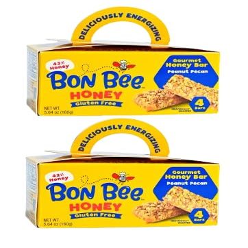 BON BEE Honey Bunchies All Natural Honey Bar - Natural Breakfast & Nutrition Bars for Healthy Energy & Fuel - Variety of Delicious Highlights & Perfectly Balanced, 8-1.4oz Bars