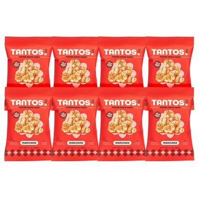 Tantos! Puffed Pasta Chips, Healthy Pasta Snack by Top Chef Joe Sasto, As Seen on Shark Tank, Plant Based, Low Calorie, Crunchy Chips, Variety Pack, Marinara, Pesto, Cacio e Pepe, Classico, Gourmet Bold Flavors, 1 oz 8 Pack of Marinara