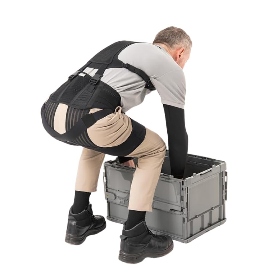 Mediaid Textile Exoskeleton Suits for Industrial Labor, Farming and Heavy Lifting l Full-Body Posture Support for Men & Women (Top Large/Bottom Medium)