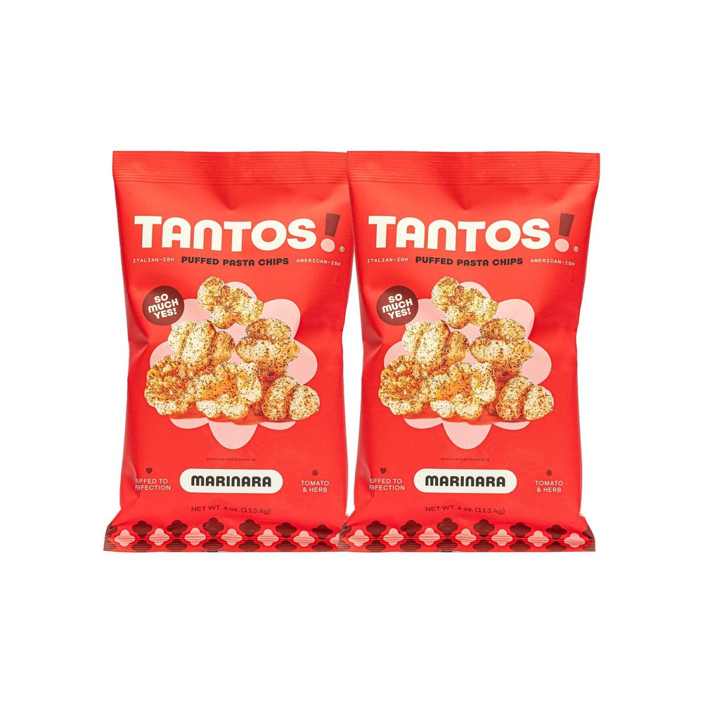 Tantos! Puffed Pasta Chips, Healthy Pasta Snack by Top Chef Joe Sasto, As Seen on Shark Tank, Plant Based, Low Calorie, Crunchy Chips, Variety Pack, Marinara, Pesto, Cacio e Pepe, Classico, Gourmet Bold Flavors, 4 oz 2 Pack of Marinara