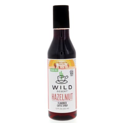 Wild Desert Sugar Free Coffee Syrup - 12 Fl Oz - Made with Organic Monk Fruit & Non-GMO Organic Erythritol - Recyclable BPA- Free Plastic Bottle with Pour Top (12 Fl Oz, Hazelnut)