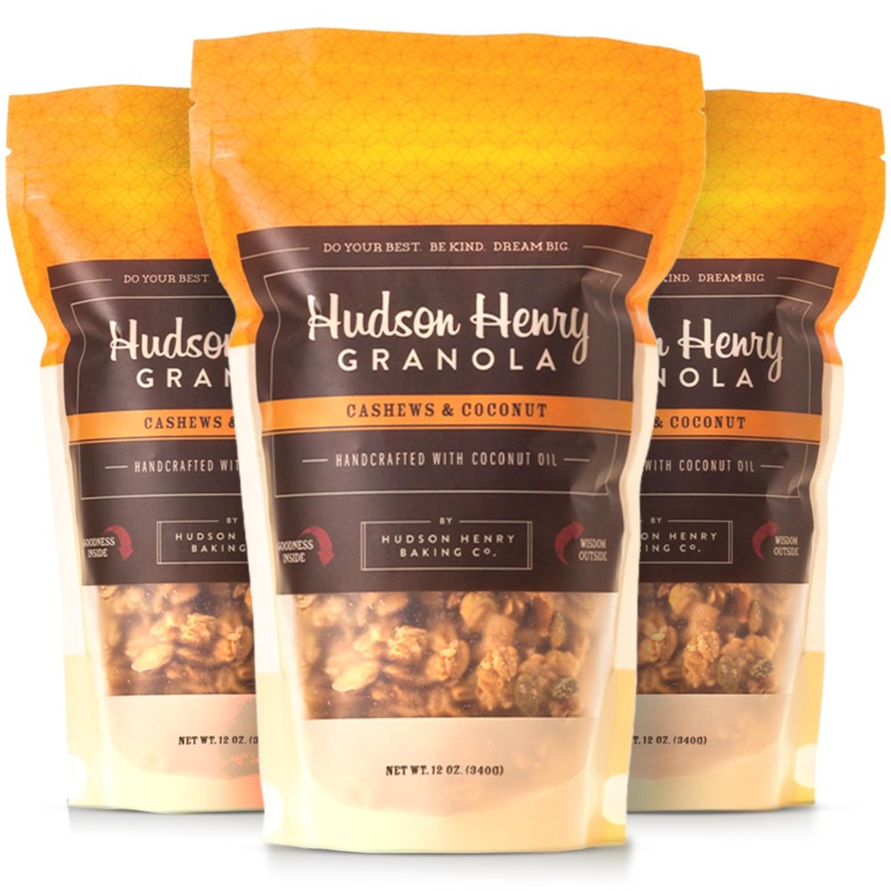 Hudson Henry Cashew Coconut Granola for Yogurt, Snacking & Cereal | Gluten Free with Nuts and Seeds | Cashew Granola, Non-GMO, Small Batch Baked | 3 x 12 oz Bags