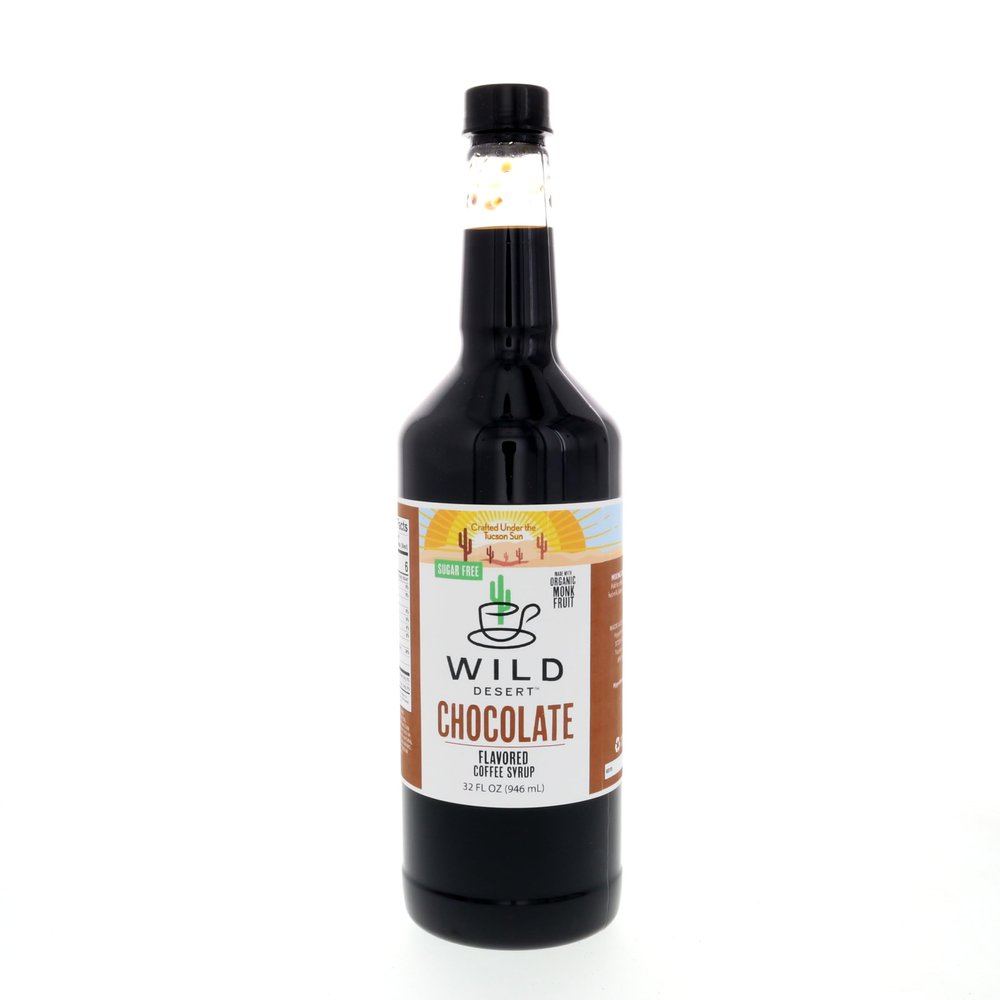 Wild Desert Sugar Free Coffee Syrup - 10 Fl Oz - Made with Organic Monk Fruit & Non-GMO Organic Erythritol - Recyclable BPA- Free Plastic Bottle with Pour Top (Quart (32 Fl Oz), Chocolate)