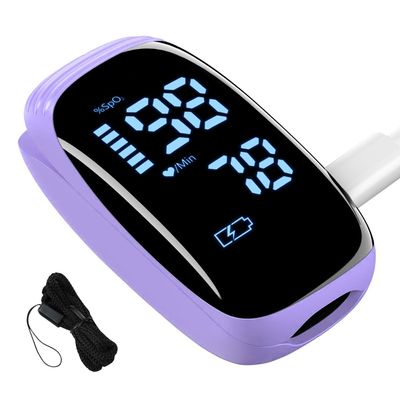 Manhero Fingertip Pulse Oximeter, Rechargeable Pulse Oximeter, High Definition Oxygen Monitor Fingertip, Fast and Accurate Oxymeter Includes Bag Lanyard (Purple)