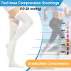 2Pairs Ted Hose Compression Stockings for Women and Men, Anti Embolism Compression Stockings, Surgical Compression Stocking, 15-20 mmHg Compression TED Hose with Inspect Toe Hole (Thigh High, S) view 3