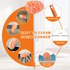 Ceiling Fan Cleaner Duster Reusable Microfiber Ceiling Fan Blade Cleaner Removable Duster with Extension Pole Adjusts 13 to 49.7 Inch for Cleaning Walls Furniture Door Window Top (Orange White) view 3