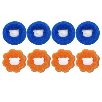 CTFRQC Pet Hair Remover for Laundry, Laundry Pet Hair Catcher, Washing Machine Hair Catcher, Washing Balls Dryer Balls for Clothing Dog Cat Pet Fur Remover 8 Pcs, Blue&orange
