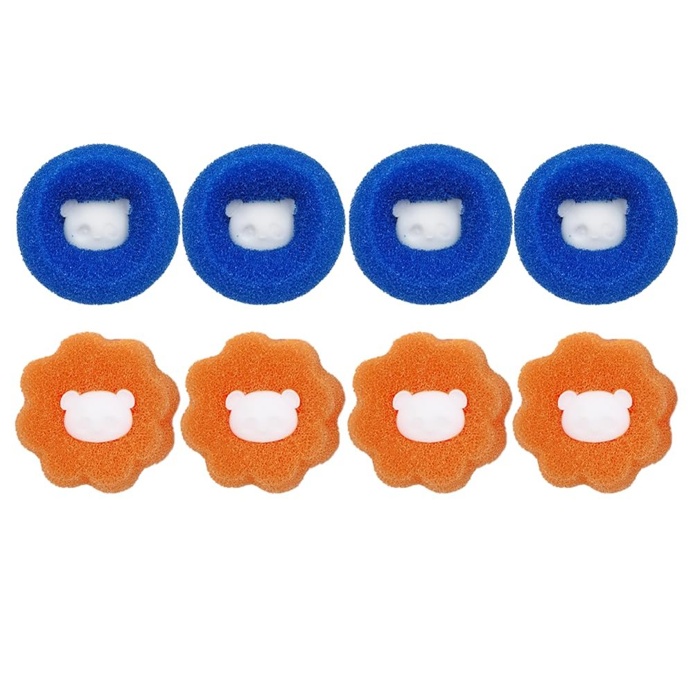 CTFRQC Pet Hair Remover for Laundry, Laundry Pet Hair Catcher, Washing Machine Hair Catcher, Washing Balls Dryer Balls for Clothing Dog Cat Pet Fur Remover 8 Pcs, Blue&orange