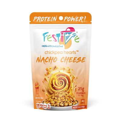 Festive Chickpeas - Garbanzo Hearts - Non-GMO Vegan Soy-Free - Nacho Cheese - 5oz (140g) - 4 Pack