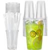 Artpreti 25 Sets 20 oz Clear Plastic Cups with Lids and STRAWS, Disposable Cups for Iced Coffee, Smoothie, Milkshake, Cold Drinks view 1