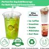Artpreti 25 Sets 20 oz Clear Plastic Cups with Lids and STRAWS, Disposable Cups for Iced Coffee, Smoothie, Milkshake, Cold Drinks view 3